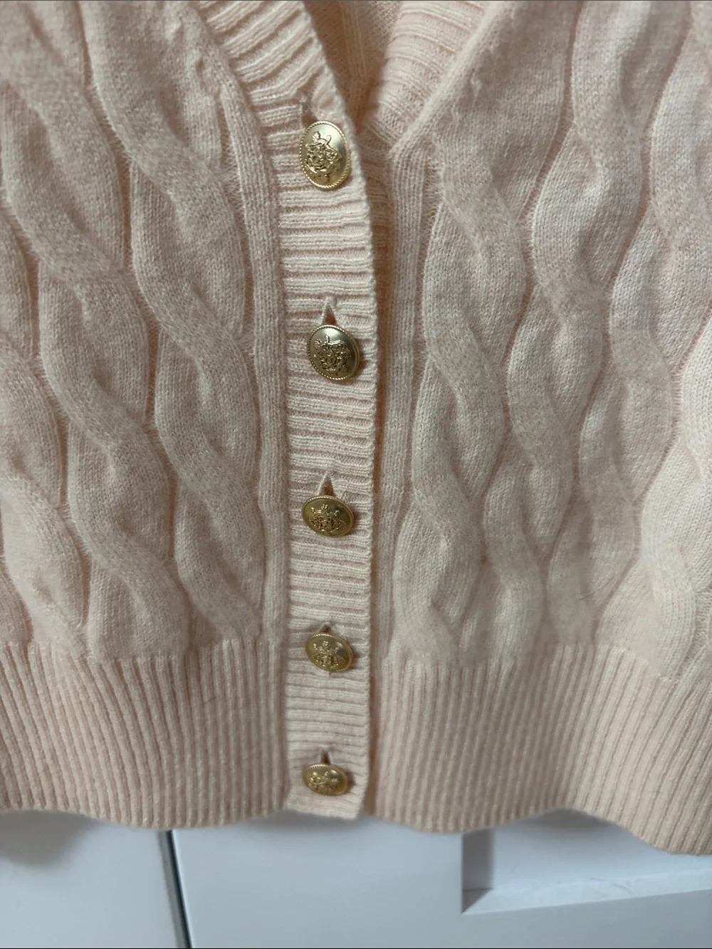 J. Crew cashmere cropped cable-knit sweater-Vest buttercream size small